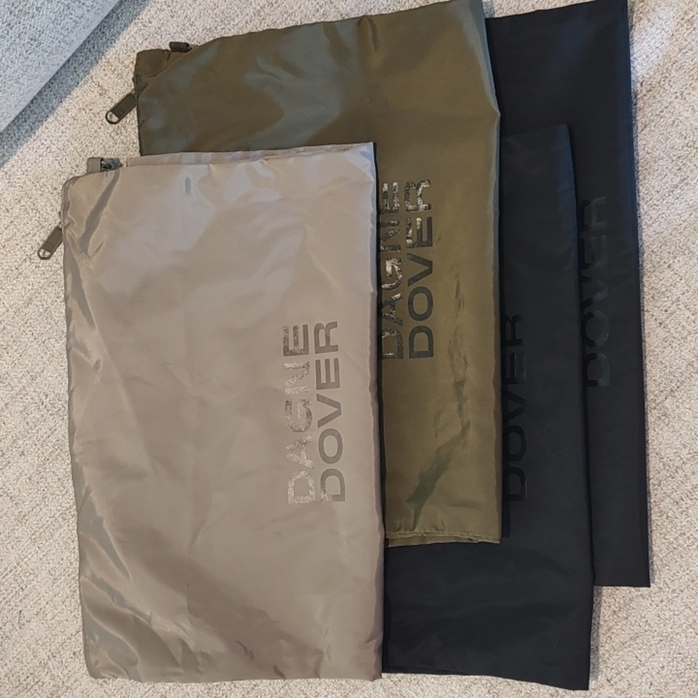Dagne Dover Top Zip Shoe/Storage/Multipurpose Bag•Lot of 4• Black/green/Tan